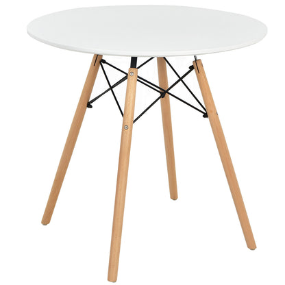 Round Modern Dining Table with Solid Wooden Leg, White Coffee Tables White at Gallery Canada