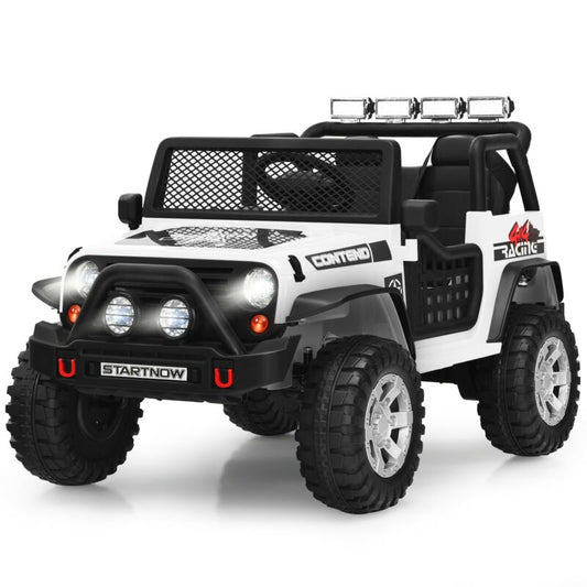 Kids Electric Ride On Truck, 12V, Remote Control, Operation Lever, White Powered Ride On Toys White at Gallery Canada