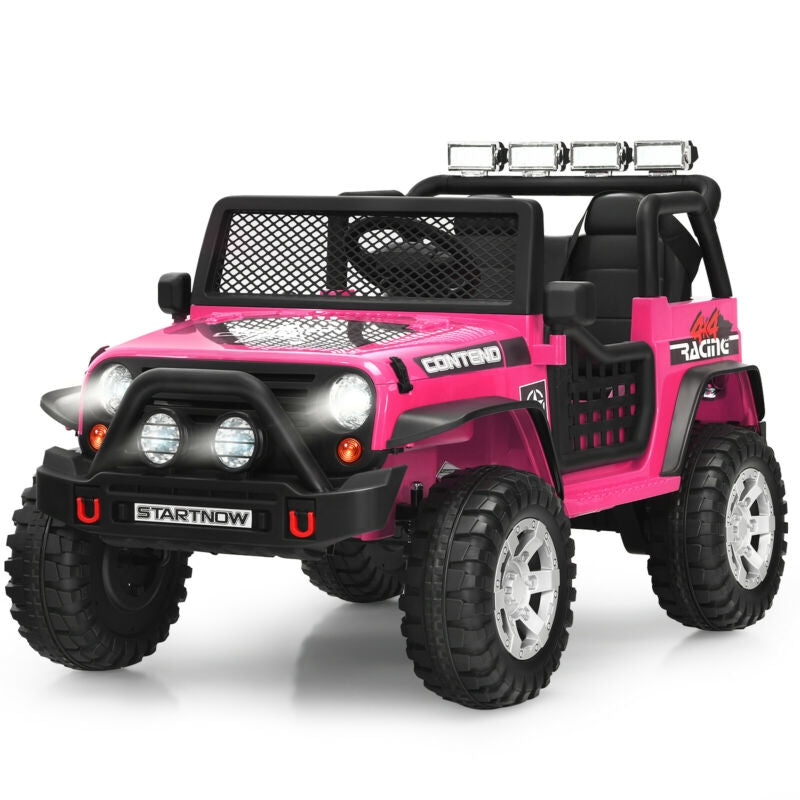 12V Kids Electric Ride On Truck with Remote Control and Operation Lever, Pink Powered Ride On Toys Pink at Gallery Canada