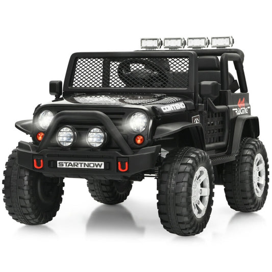 12V Kids Electric Ride On Truck with Remote Control and Operation Lever, Black Powered Ride On Toys Black at Gallery Canada