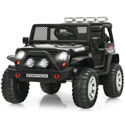 12V Kids Ride On Truck, Remote Control, Operation Lever, Black Powered Ride On Toys Black at Gallery Canada