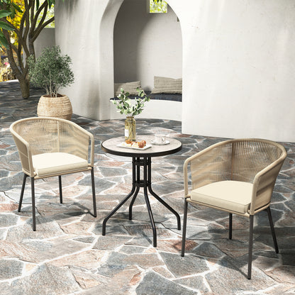 Patio Chairs Set of 4 with Curved Backrest and Seat Cushion for Patio, Beige Patio Dining Chairs at Gallery Canada