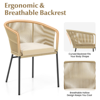Patio Chairs Set of 4 with Curved Backrest and Seat Cushion for Patio, Beige Patio Dining Chairs at Gallery Canada