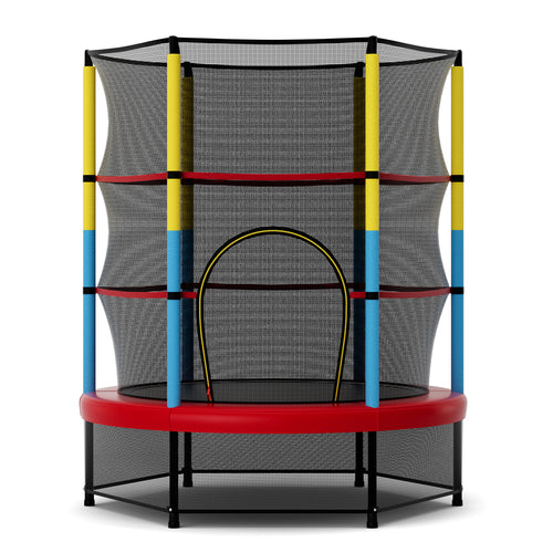 55 Inch Mini Trampoline for Kids with Safety Enclosure Net for Indoor Outdoor, Yellow