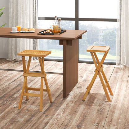 Set of 2 No Assembly Outdoor Bar Stools with Countered Seat, Natural Bar Stools at Gallery Canada