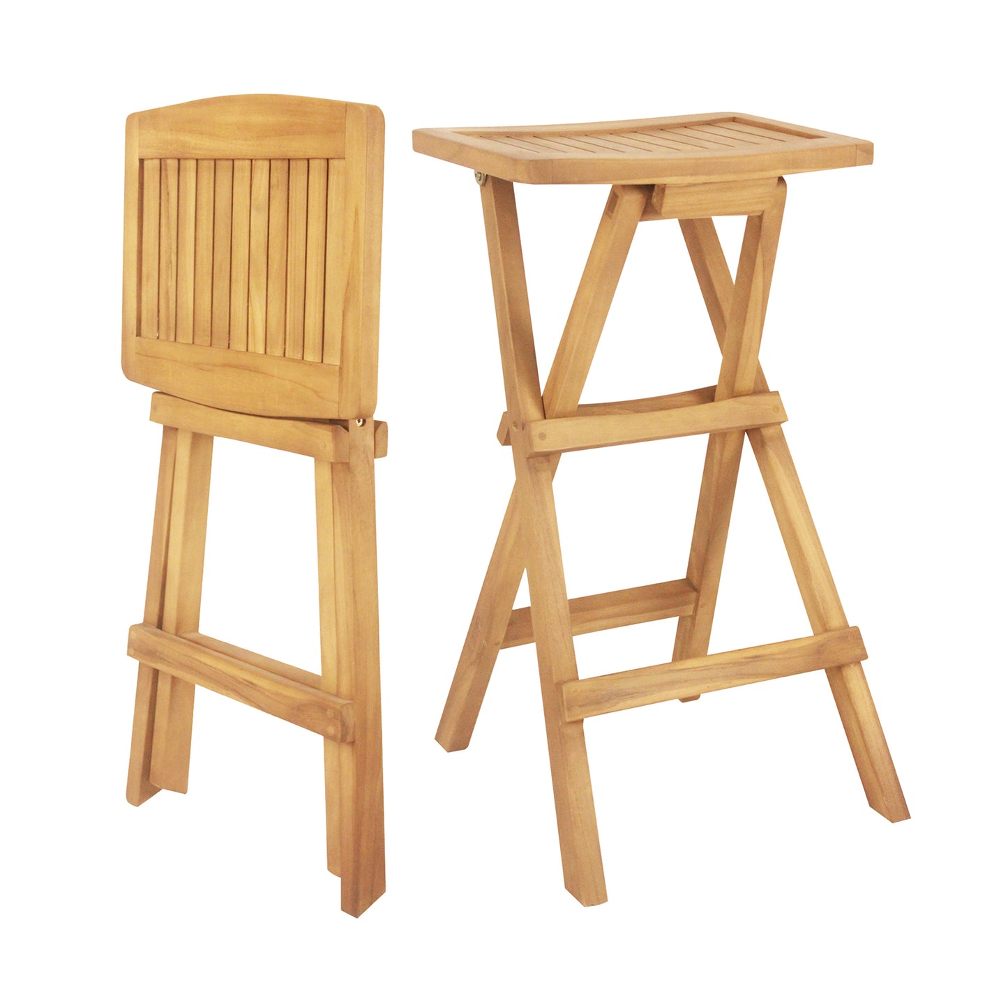 Ensemble de 2 tabourets de bar extérieurs, siège comptoir, naturel