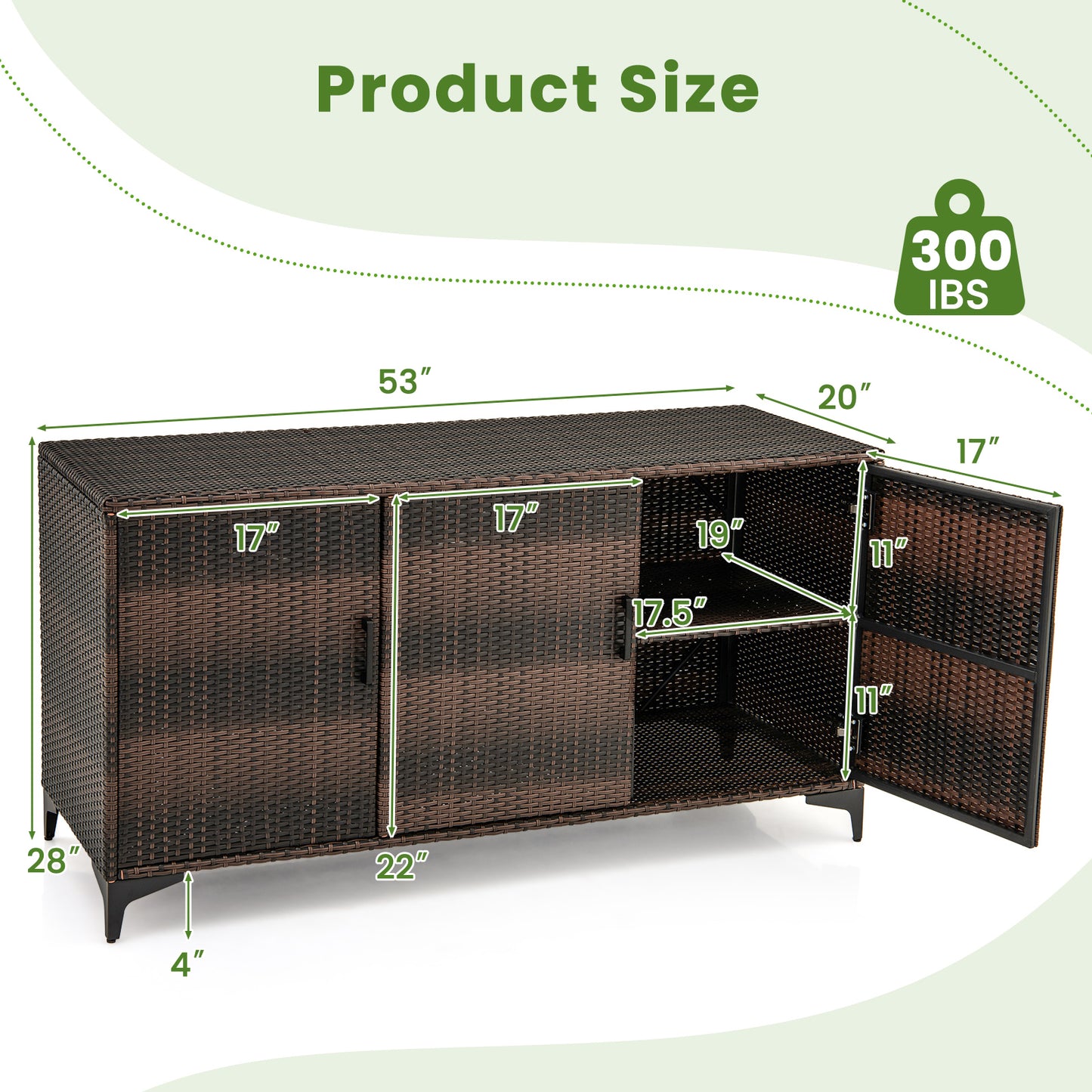 84 Gallon Patio Wicker Deck Box 3-Door PE Rattan Storage Container with Removable Shelves, Brown Sheds & Outdoor Storage at Gallery Canada