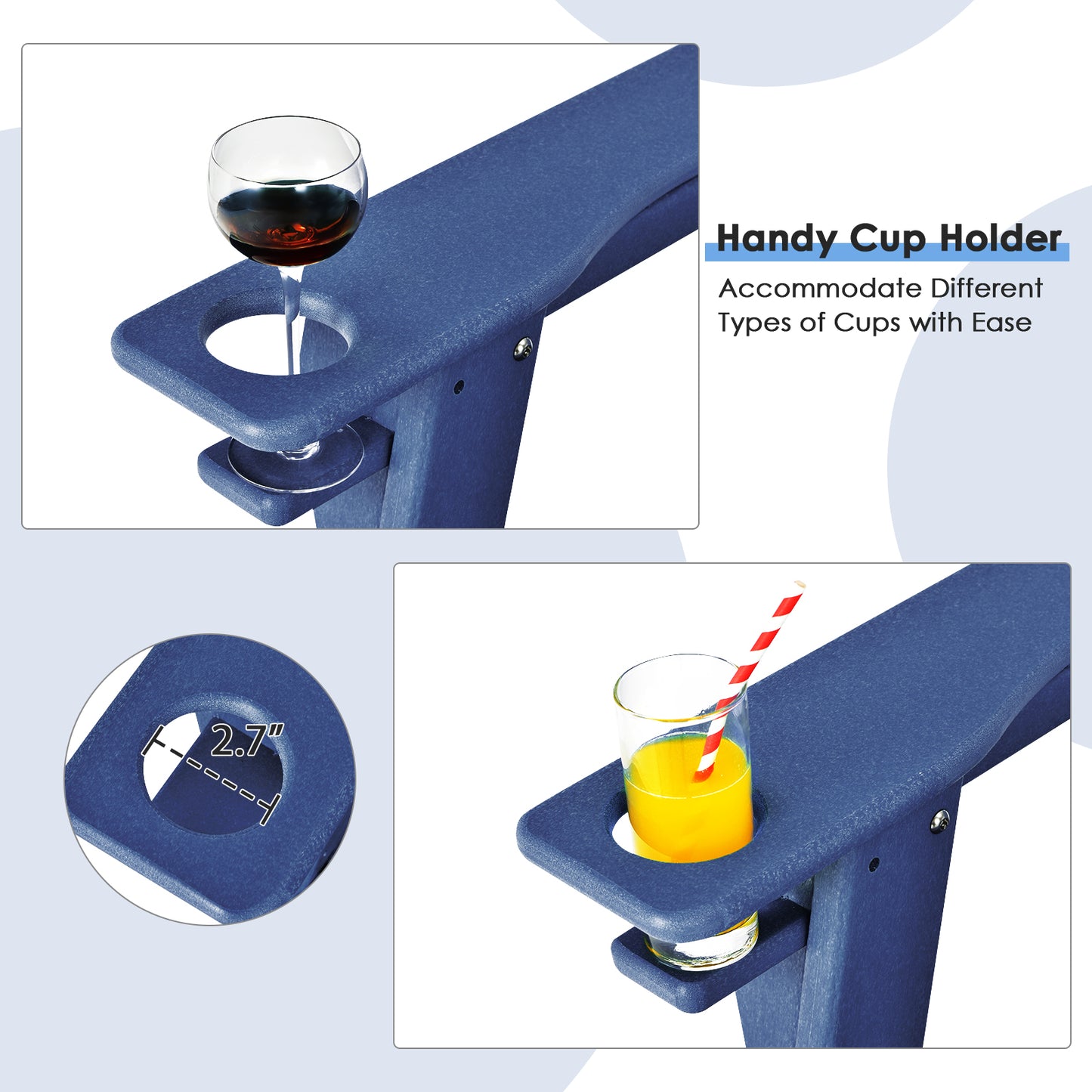 Outdoor Adirondack Chair With Built-In Cup Holder, Navy Adirondack Chairs at Gallery Canada