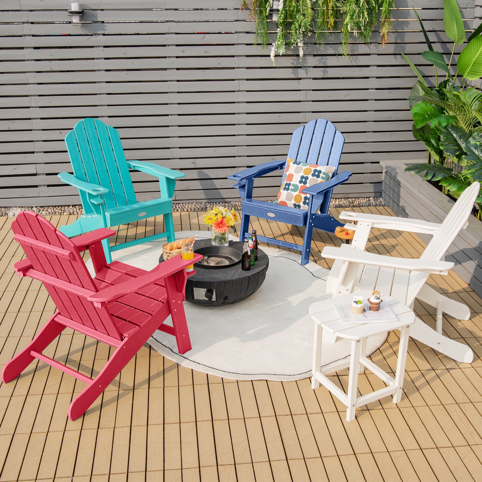 Outdoor Adirondack Chair With Built-In Cup Holder, Navy Adirondack Chairs at Gallery Canada