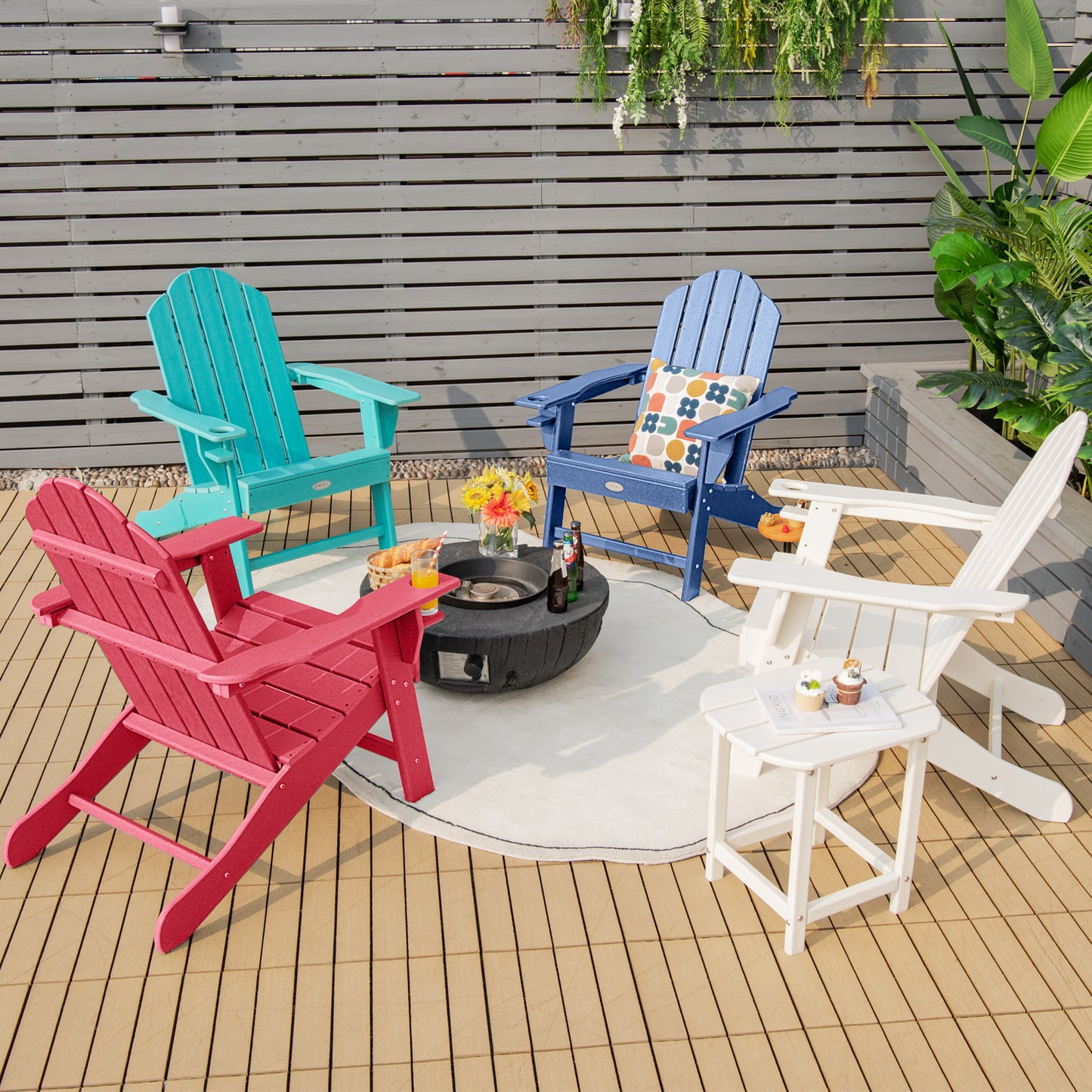 Outdoor Adirondack Chair With Built-In Cup Holder, Navy Adirondack Chairs at Gallery Canada
