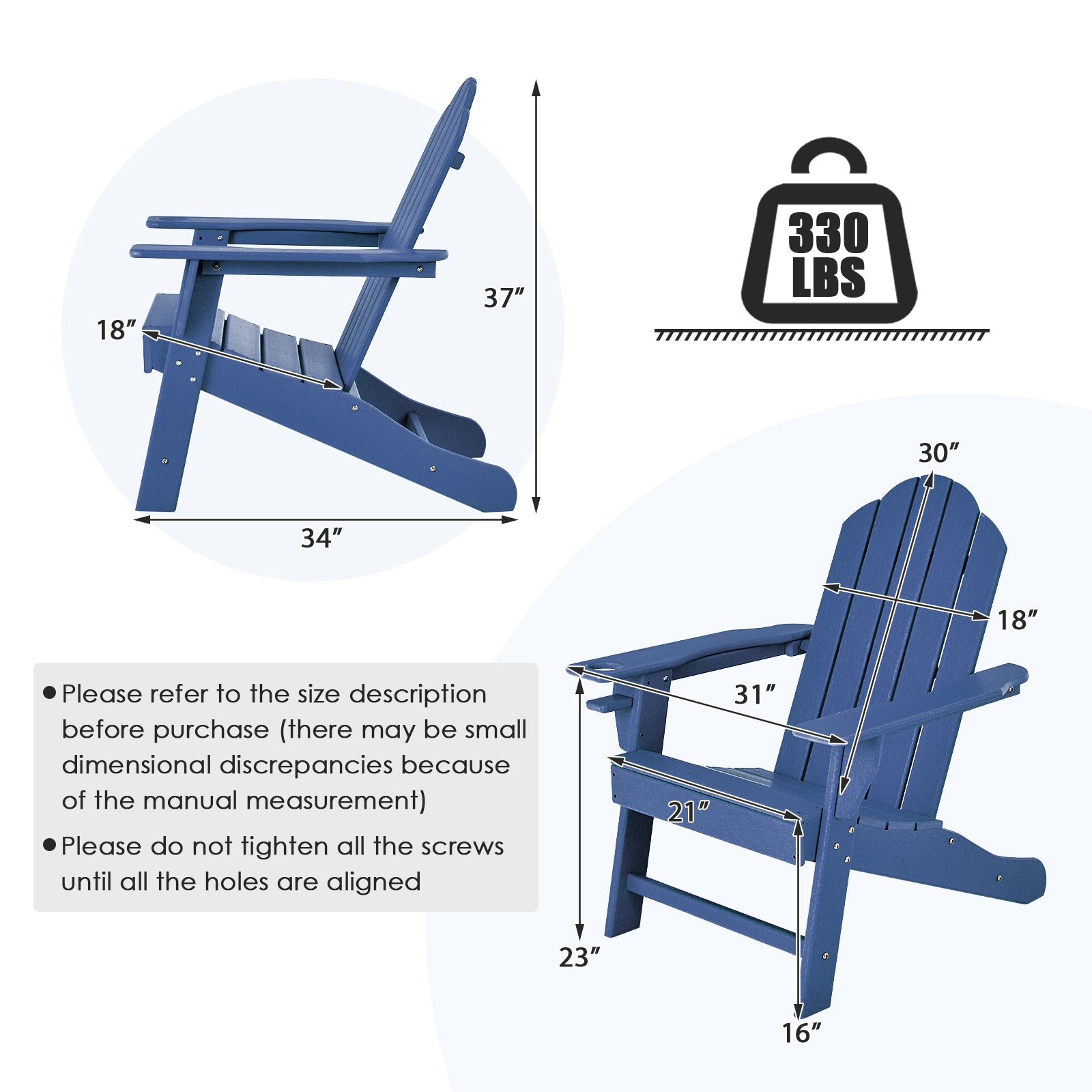 Outdoor Adirondack Chair With Built-In Cup Holder, Navy Adirondack Chairs at Gallery Canada