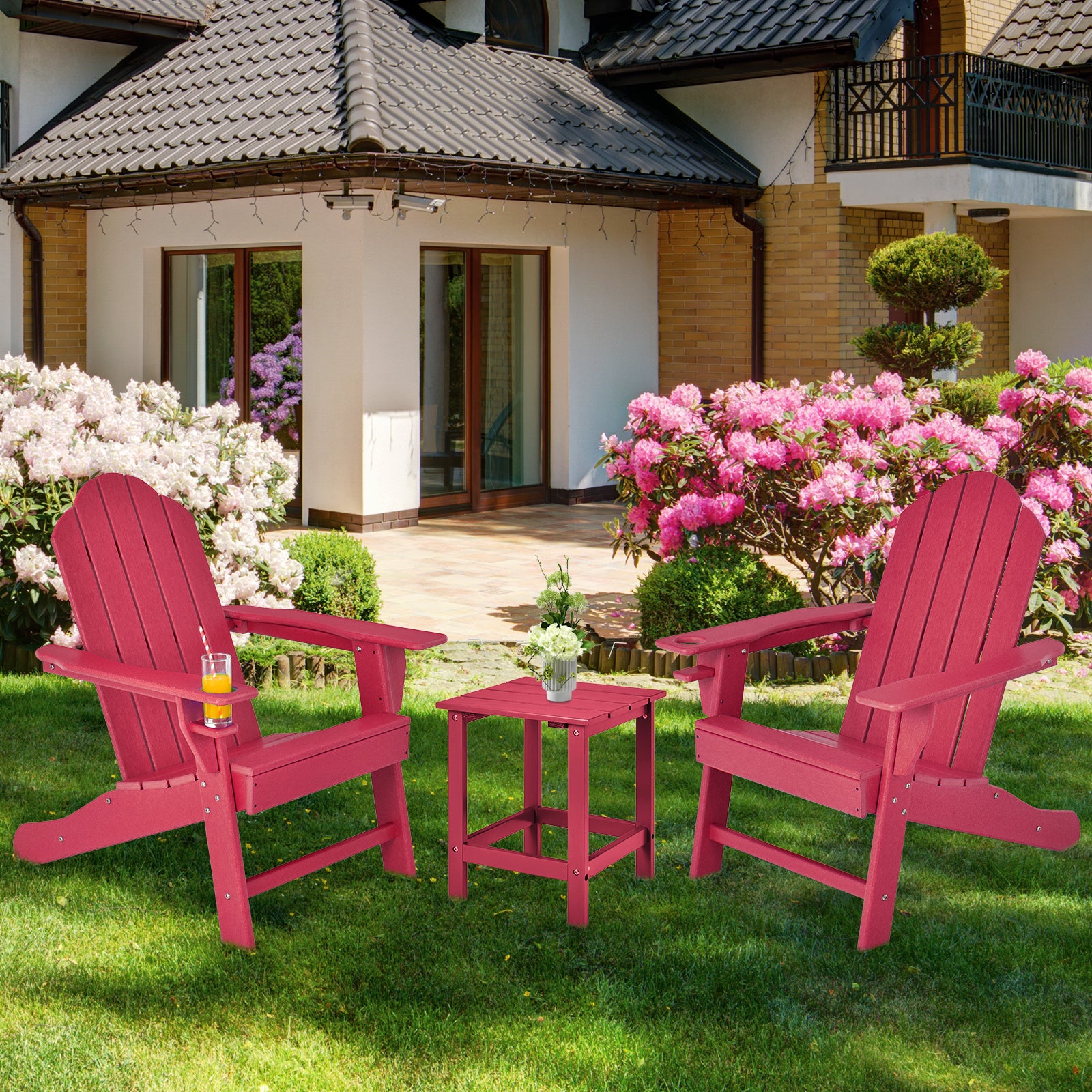 Outdoor Adirondack Chair, Built-in Cup Holder, Red Adirondack Chairs at Gallery Canada