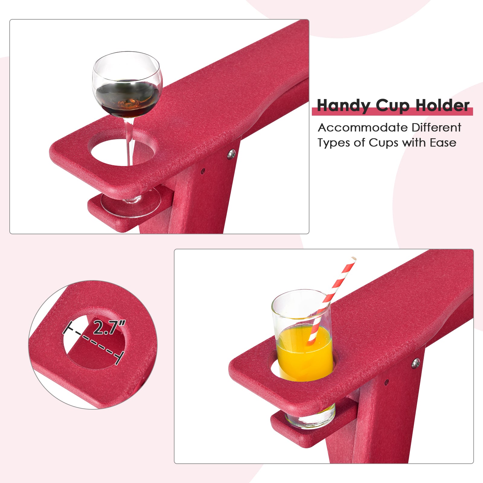 Outdoor Adirondack Chair, Built-in Cup Holder, Red Adirondack Chairs at Gallery Canada