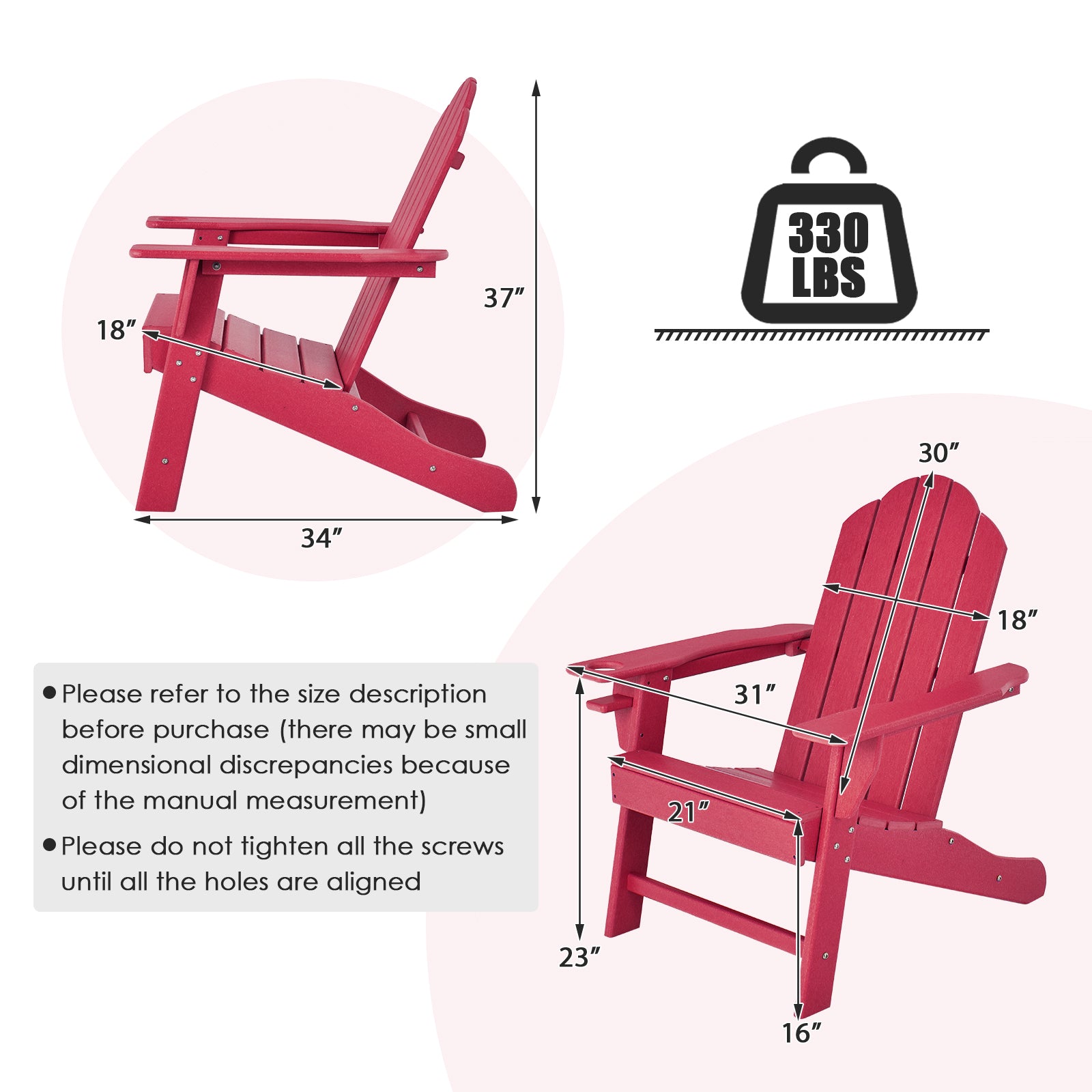 Outdoor Adirondack Chair, Built-in Cup Holder, Red Adirondack Chairs at Gallery Canada