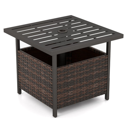 Outdoor Patio Rattan Wicker Steel Side Table, Brown Patio Tables at Gallery Canada