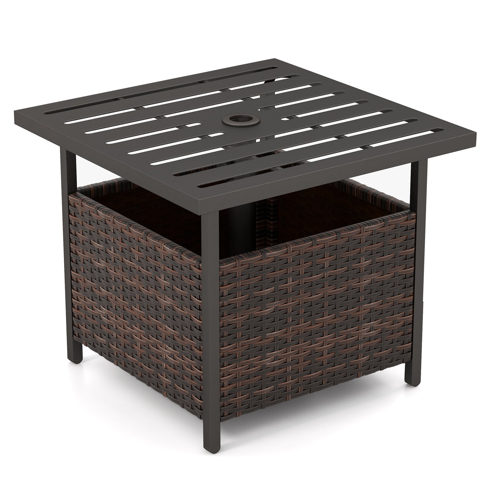 Outdoor Patio Rattan Wicker Steel Side Table, Brown Patio Tables Brown at Gallery Canada