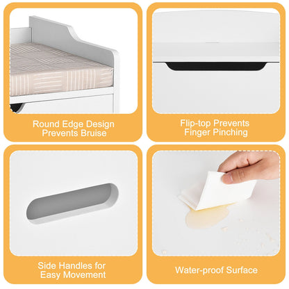 Kids Toy Wooden Flip-top Storage Box Chest Bench with Cushion Hinge, White Kids Storage at Gallery Canada