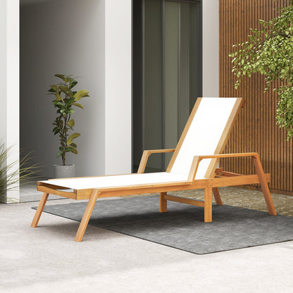 Patio Chaise Lounge Chair with Armrests and Fabric Seat for Backyard, White Outdoor Chaise Lounges at Gallery Canada