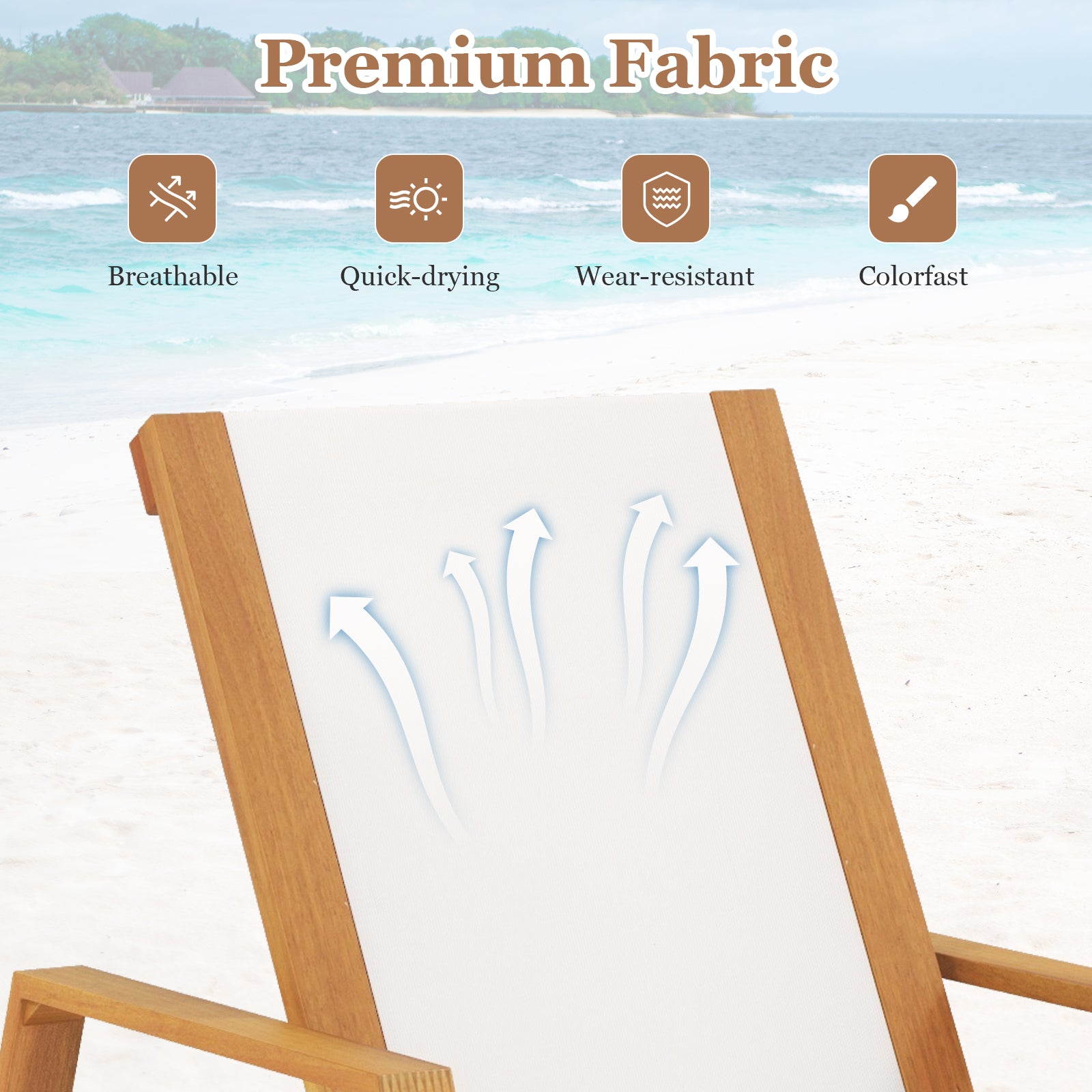 Patio Chaise Lounge Chair with Armrests and Fabric Seat for Backyard, White Outdoor Chaise Lounges at Gallery Canada