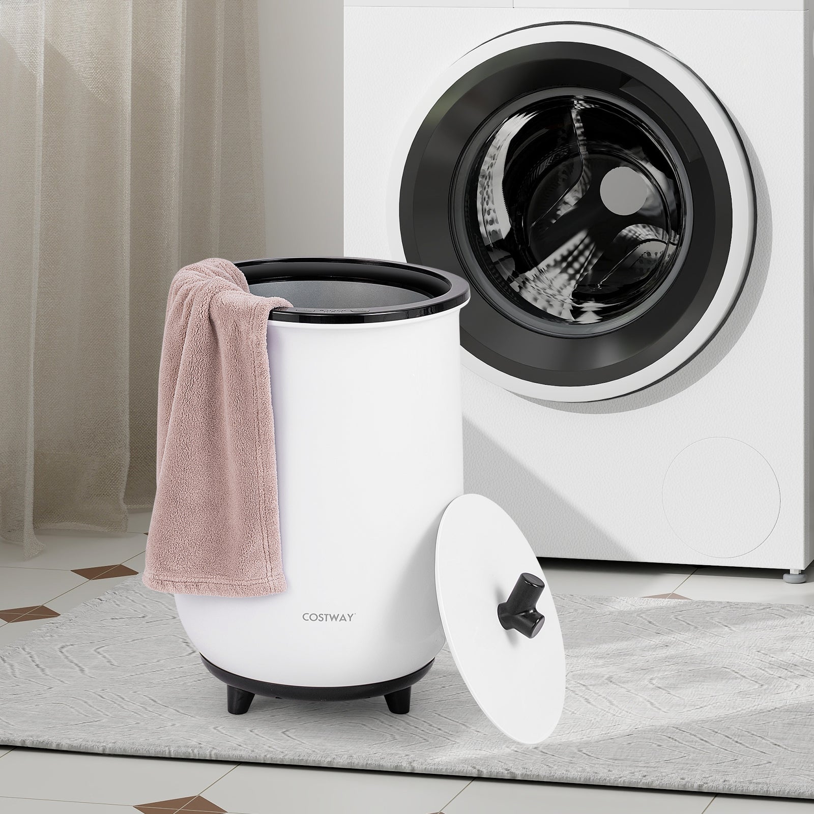 23L Large Luxury Bucket-Style Towel Warmer with Fragrant Disc Holder, Black Dryers at Gallery Canada