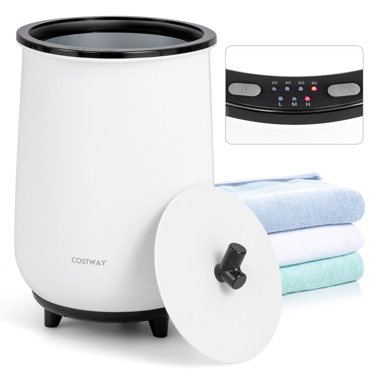 23L Large Luxury Bucket-Style Towel Warmer with Fragrant Disc Holder, Black Dryers at Gallery Canada