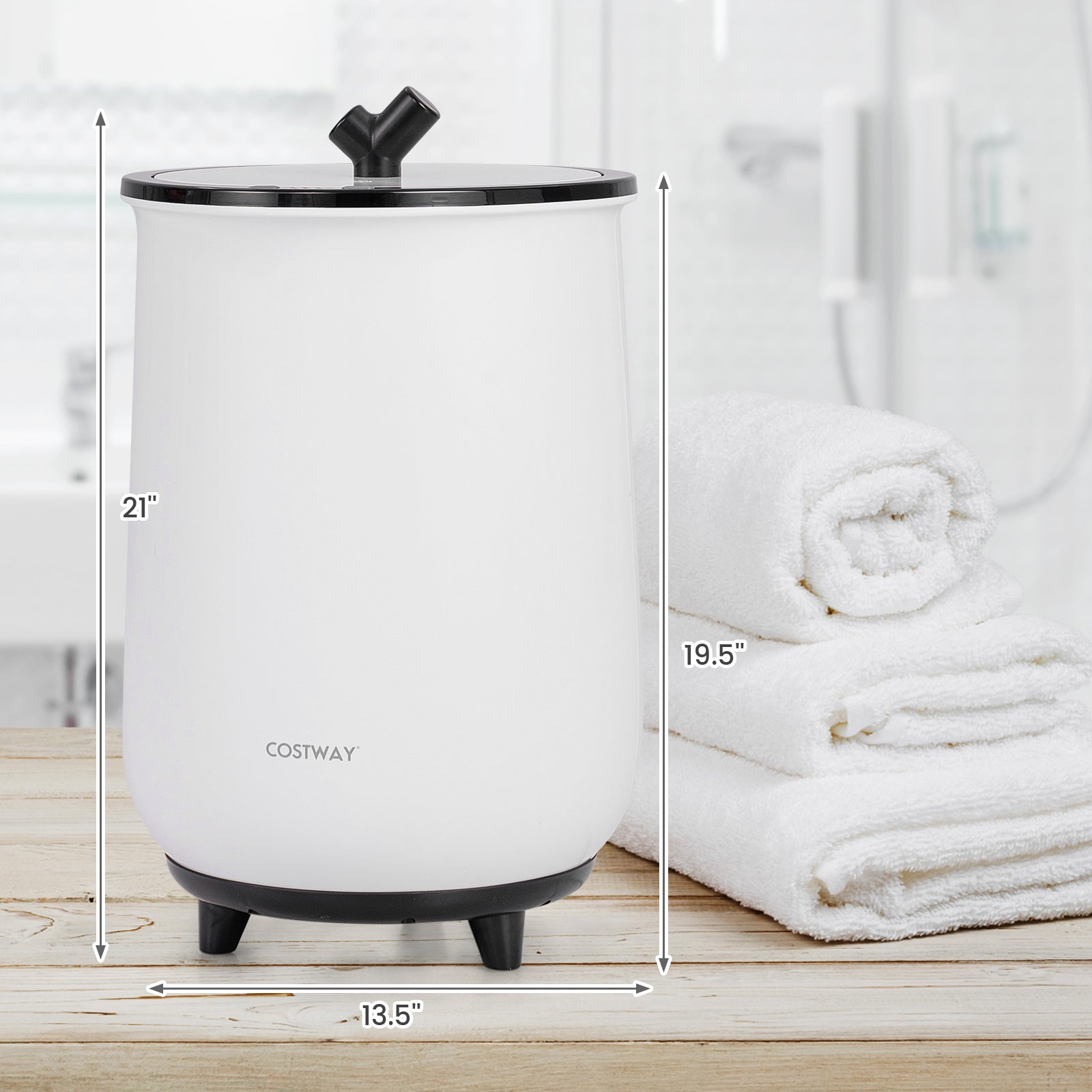 23L Large Luxury Bucket-Style Towel Warmer with Fragrant Disc Holder, Black Dryers at Gallery Canada