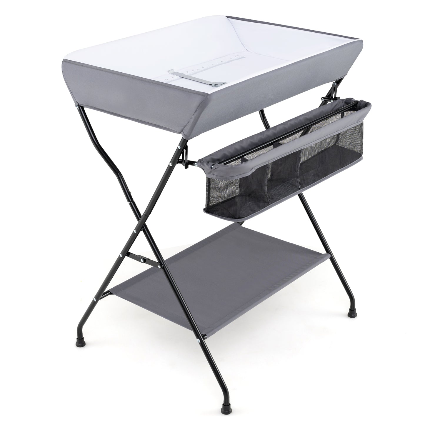 Baby Storage Folding Diaper Changing Table, Gray Changing Tables Gray at Gallery Canada