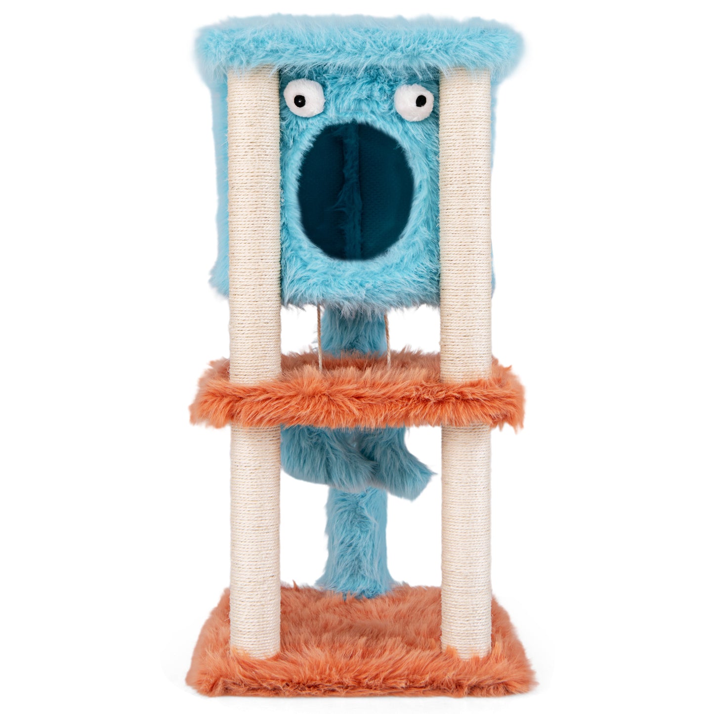 Cute Monster-Themed Cat Tower with Private Condo and Soft Long Plush, Blue Cat Trees Condos & Scratchers at Gallery Canada
