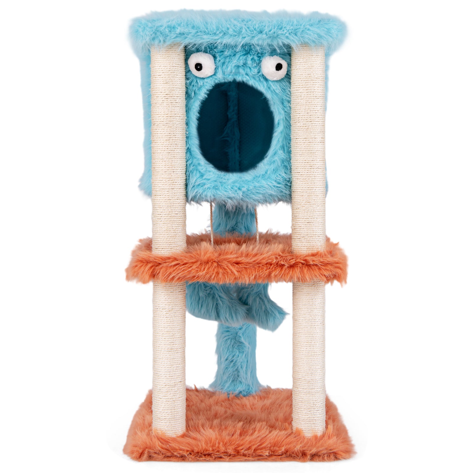 Cute Monster-Themed Cat Tower with Private Condo and Soft Long Plush, Blue Cat Trees Condos & Scratchers at Gallery Canada