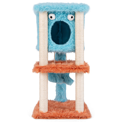 Cute Monster-Themed Cat Tower with Private Condo and Soft Long Plush, Blue Cat Trees Condos & Scratchers at Gallery Canada