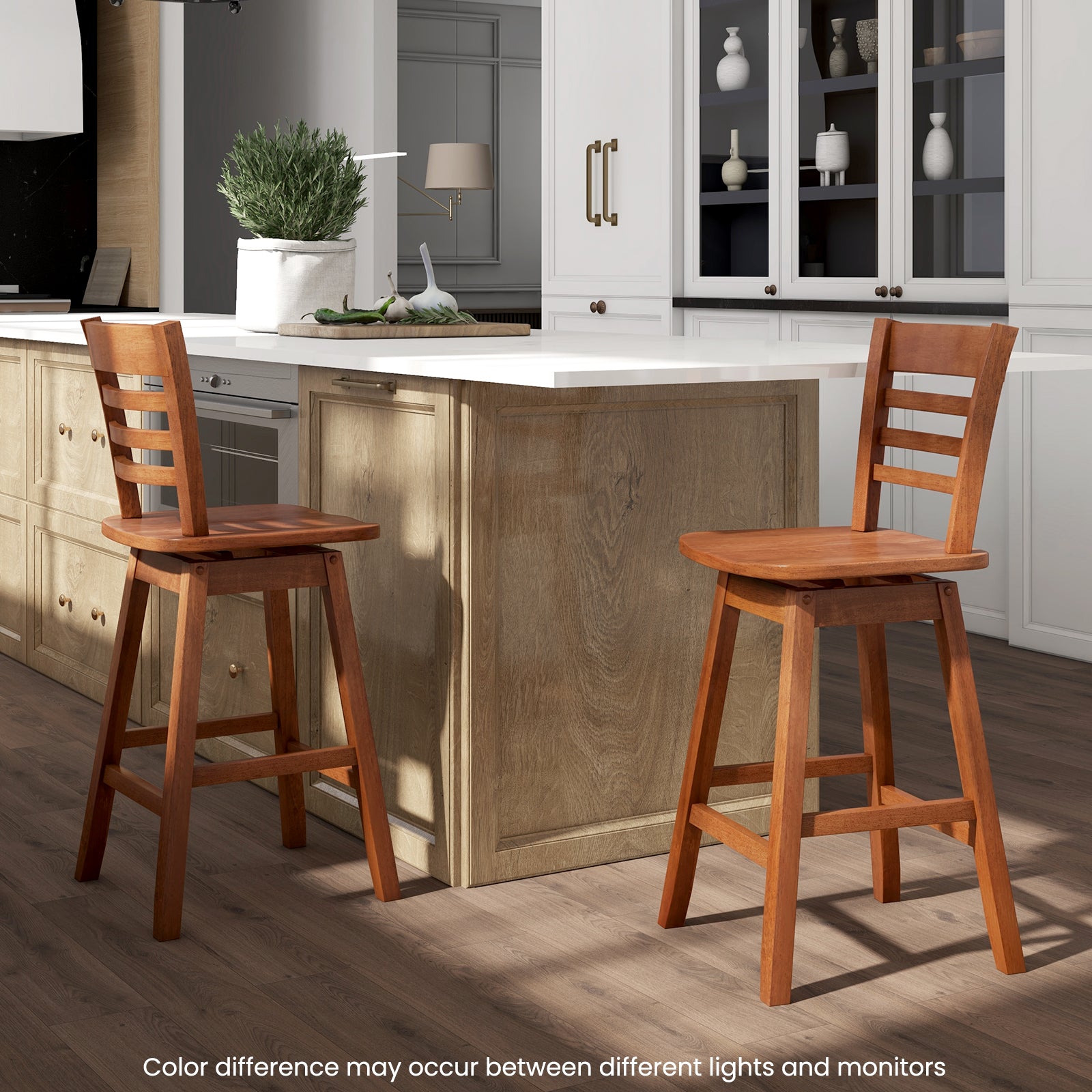 Counter Height Barstools Set of 2 with Footrest for Kitchen Island Bar, Walnut Bar Stools at Gallery Canada