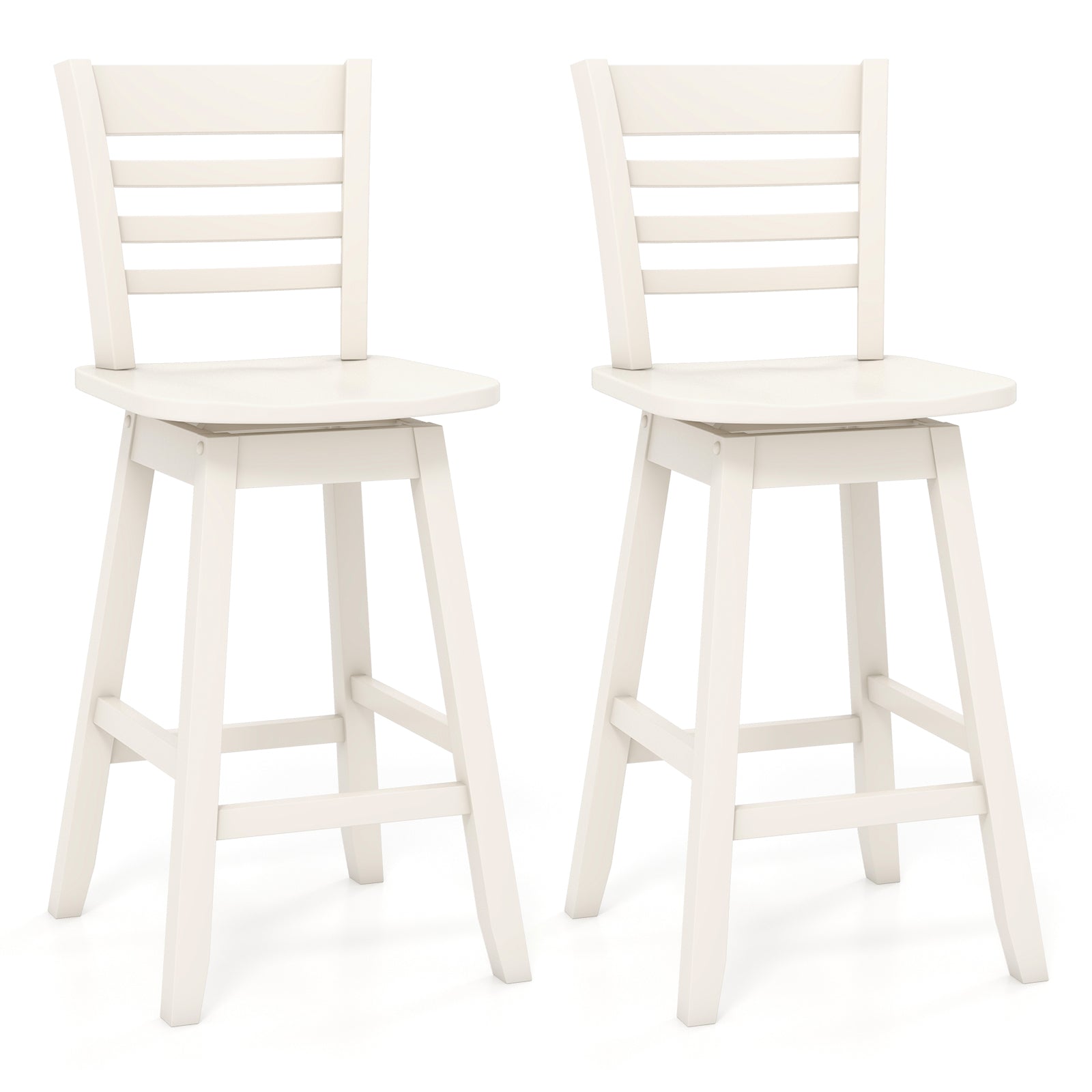 Counter Height Barstools Set of 2 with Footrest for Kitchen Island Bar, Cream White Bar Stools Cream White at Gallery Canada