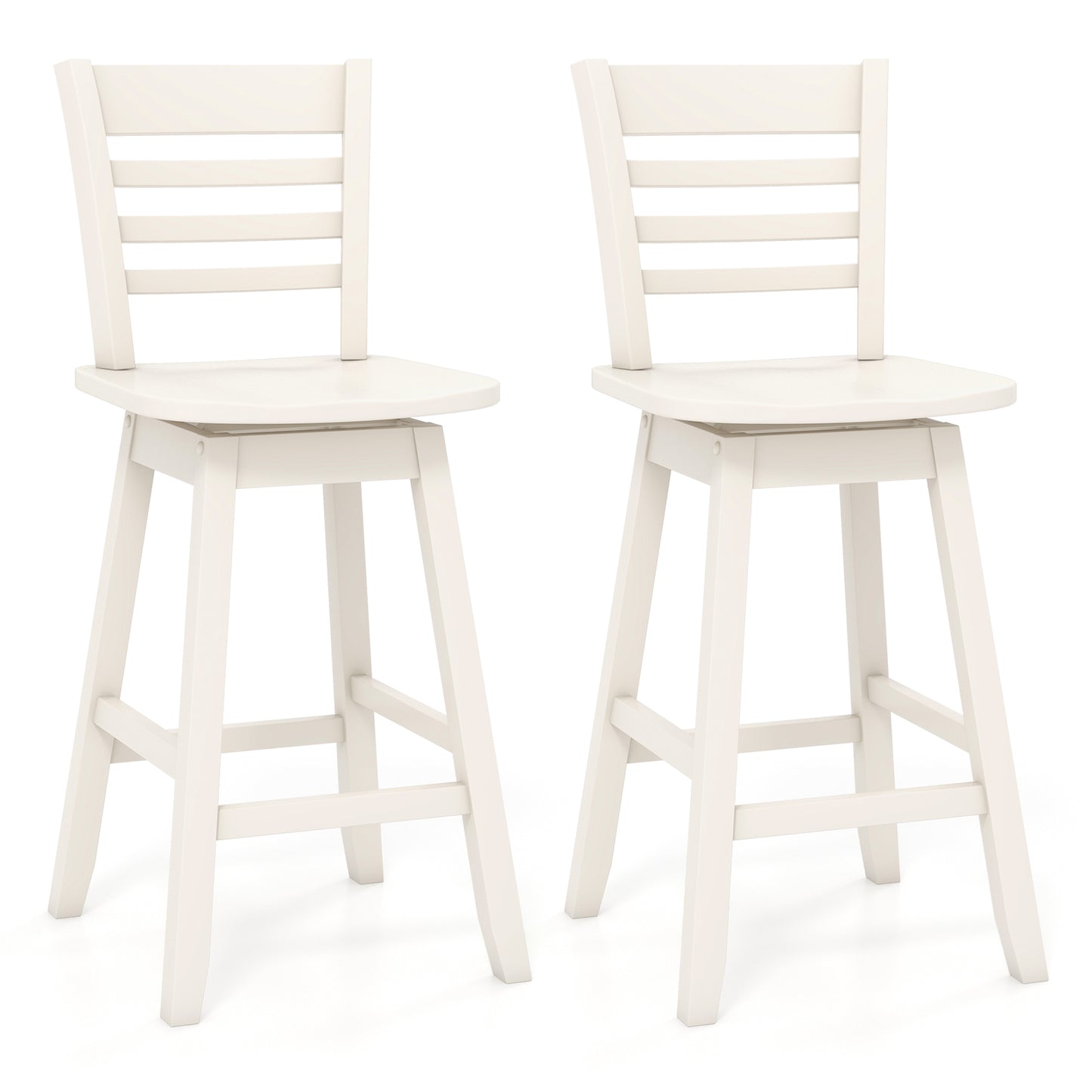 Counter Height Barstools Set of 2 with Footrest for Kitchen Island Bar, Cream White Bar Stools Cream White at Gallery Canada