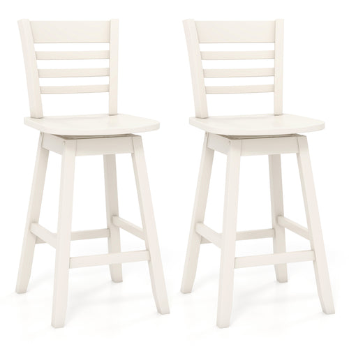 Counter Height Barstools Set of 2 with Footrest for Kitchen Island Bar, Cream White