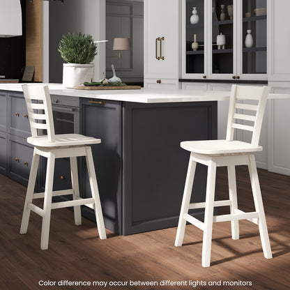 Counter Height Barstools Set of 2 with Footrest for Kitchen Island Bar, Cream White Bar Stools at Gallery Canada