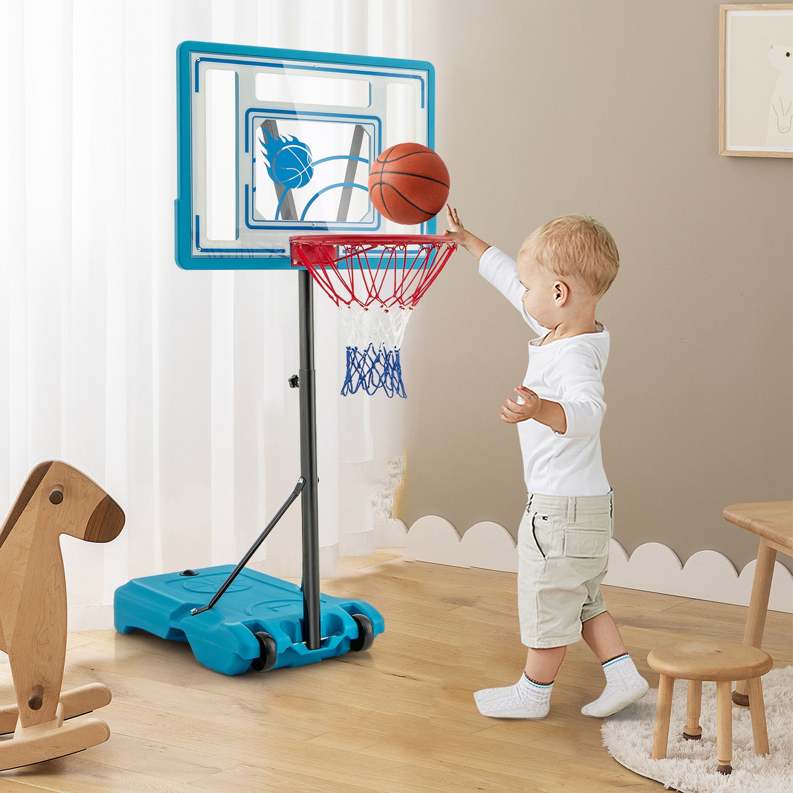 3.8-4.4 Feet Height Adjustable Pool Basketball Hoop for Kids Teens and Adults, Blue Sport Equipments at Gallery Canada