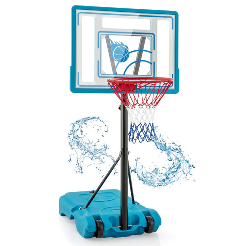 Height Adjustable Pool Basketball Hoop, 3.8-4.4 Feet, Blue