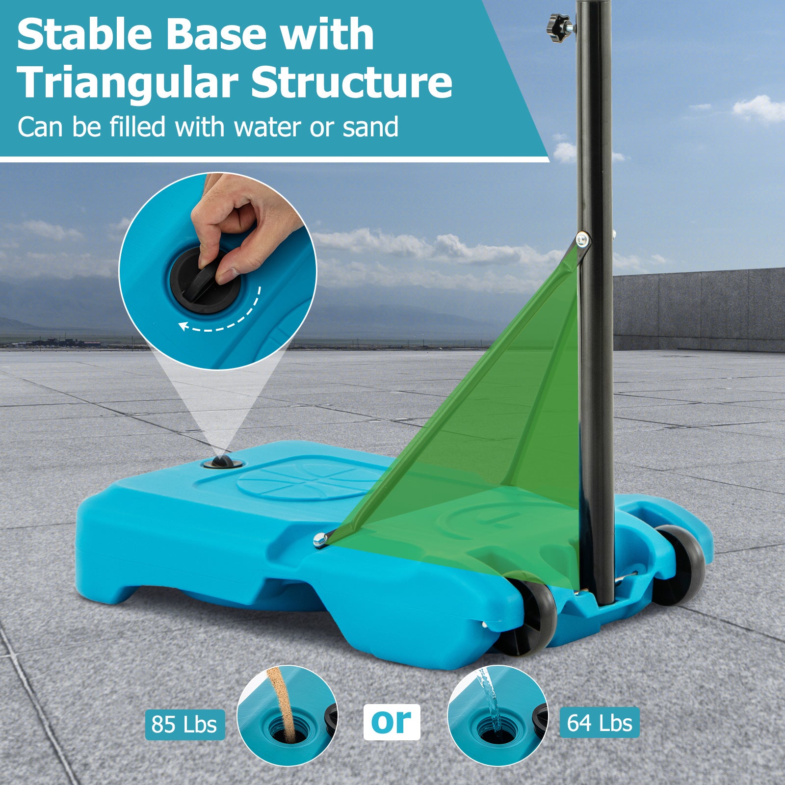 3.8-4.4 Feet Height Adjustable Pool Basketball Hoop for Kids Teens and Adults, Blue Sport Equipments at Gallery Canada