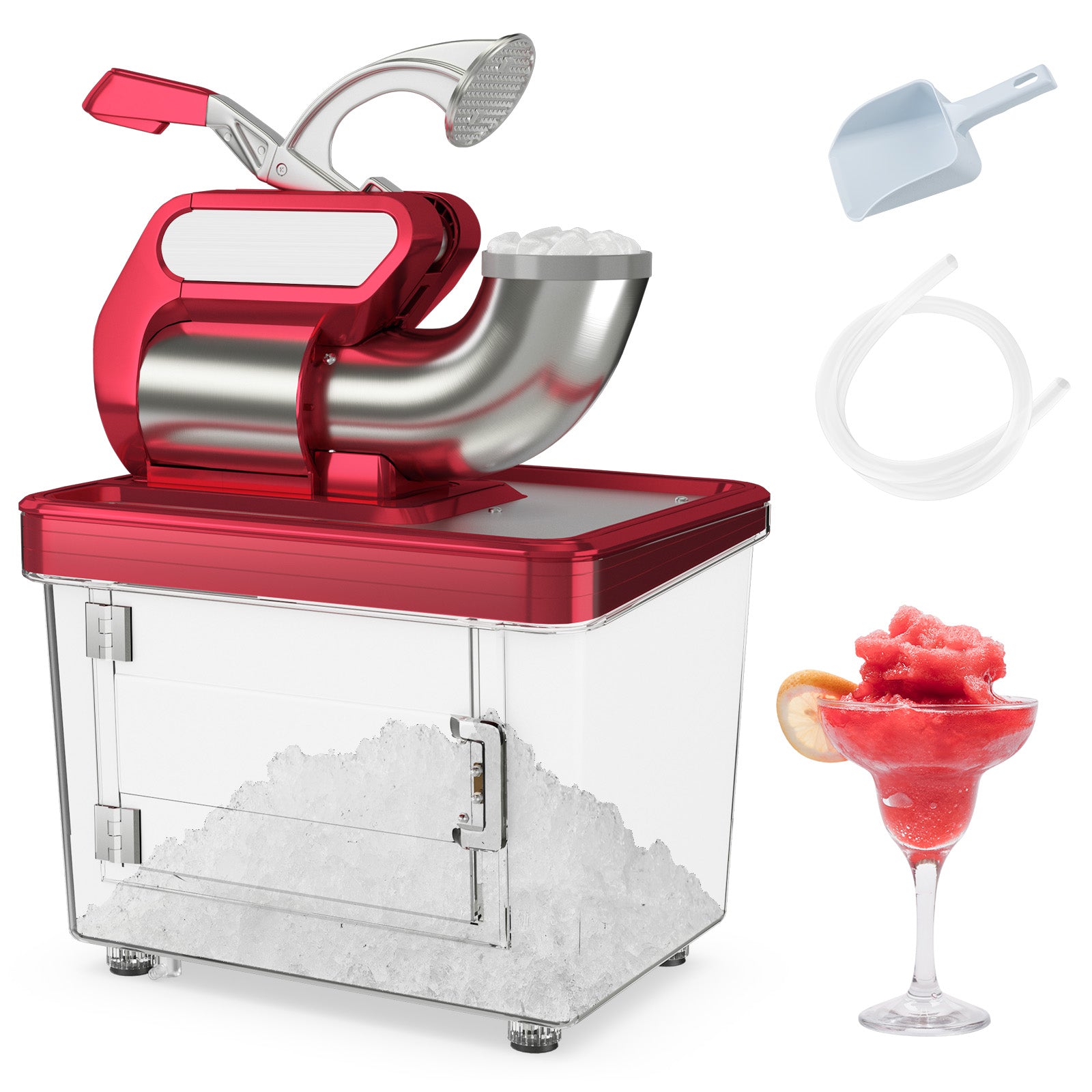 300W Commercial Ice Crusher with Dual Blades and Safety Switch, Red Ice Crushers & Shavers Red at Gallery Canada