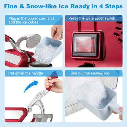 300W Commercial Ice Crusher with Dual Blades and Safety Switch, Red Ice Crushers & Shavers at Gallery Canada