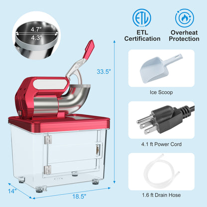 300W Commercial Ice Crusher with Dual Blades and Safety Switch, Red Ice Crushers & Shavers at Gallery Canada