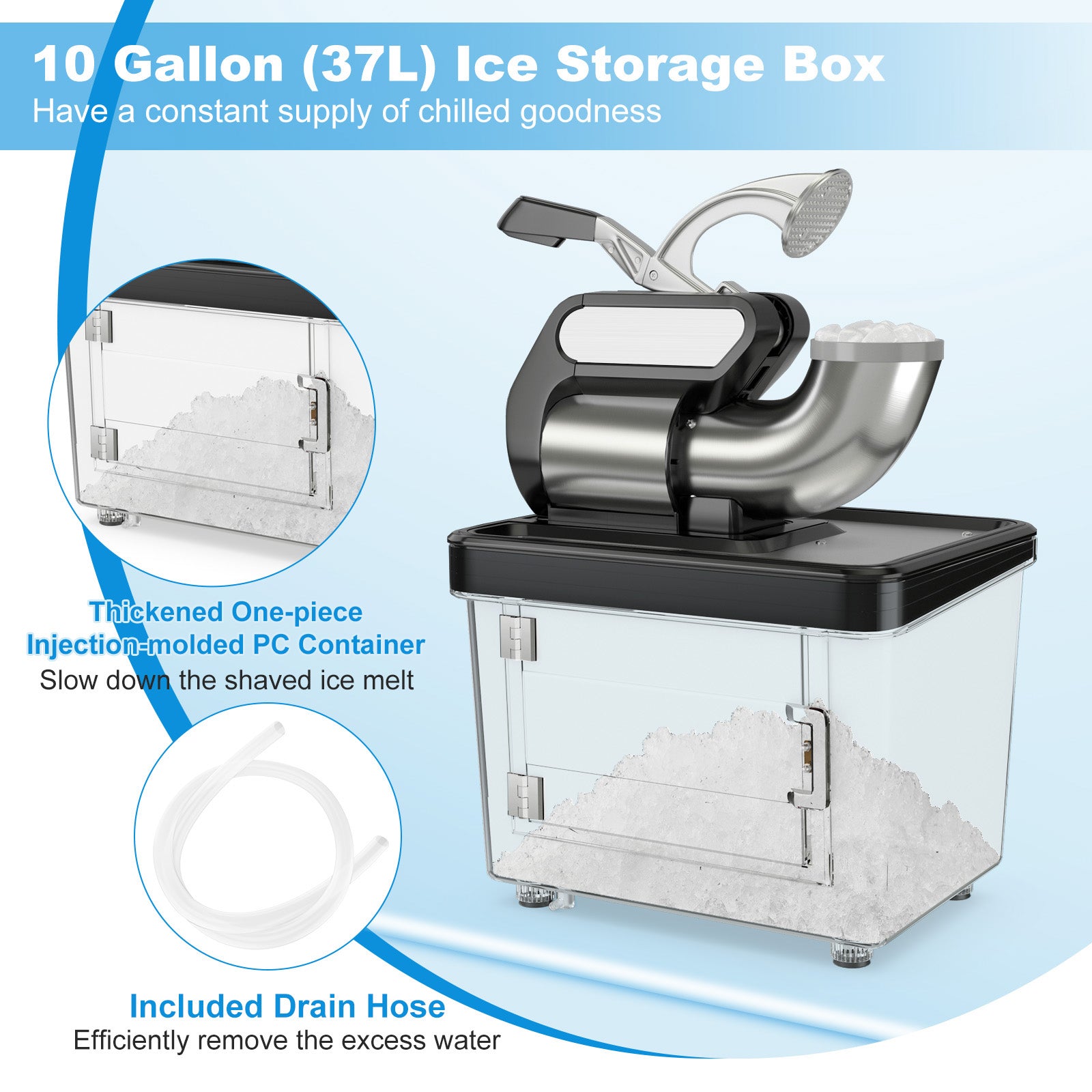300W Commercial Ice Crusher with Dual Blades and Safety Switch, Black Ice Crushers & Shavers at Gallery Canada
