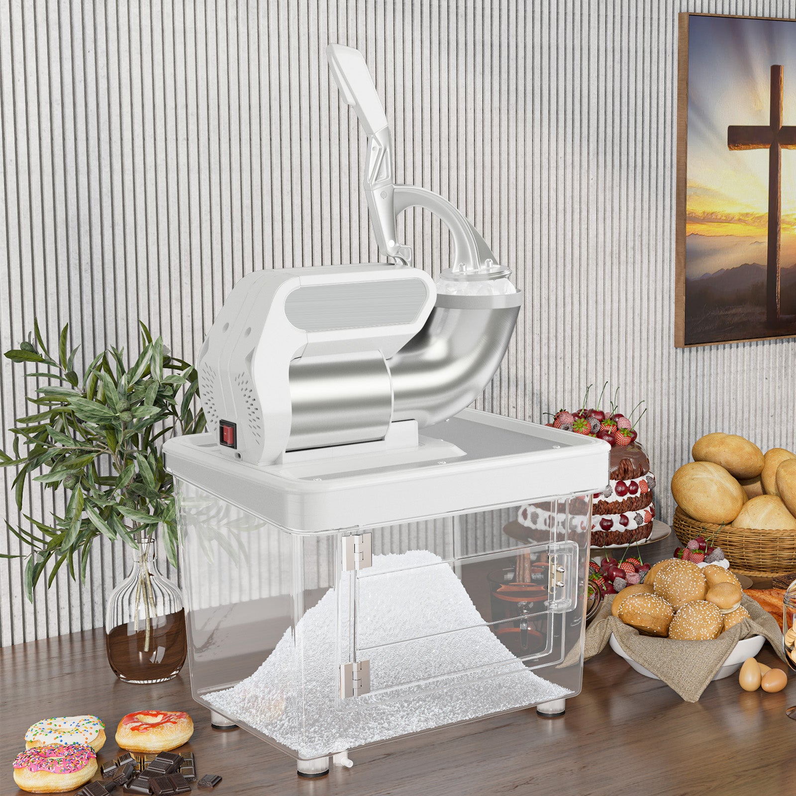 300W Commercial Ice Crusher with Dual Blades and Safety Switch, White Ice Crushers & Shavers at Gallery Canada