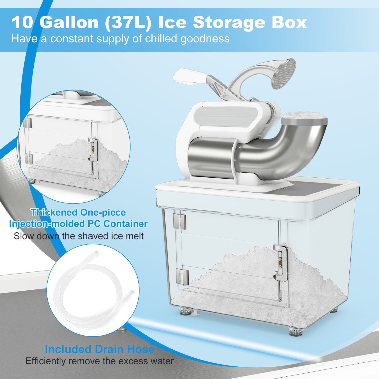 300W Commercial Ice Crusher with Dual Blades and Safety Switch, White Ice Crushers & Shavers at Gallery Canada