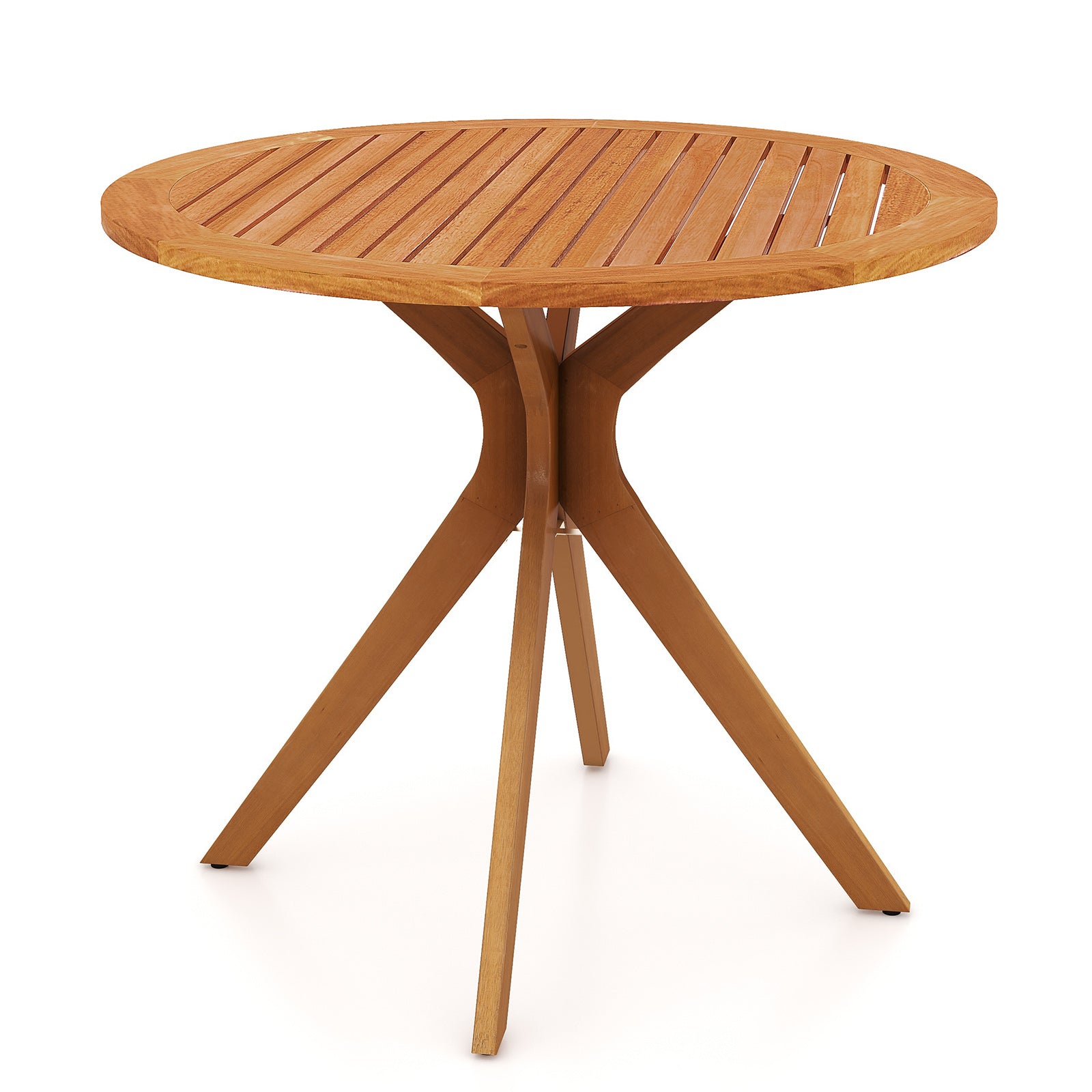 35.5 Inch Patio Wood Dining Table with Slatted Tabletop and Curved Legs Patio Dining Tables at Gallery Canada