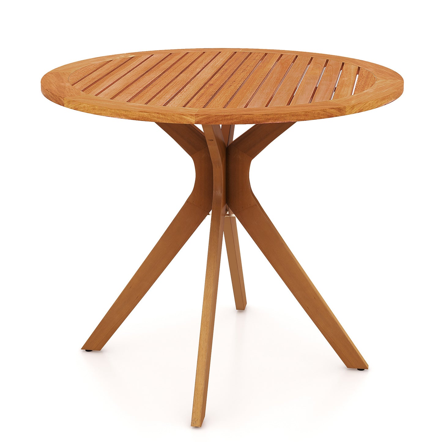 35.5 Inch Patio Wood Dining Table with Slatted Tabletop and Curved Legs Patio Dining Tables at Gallery Canada