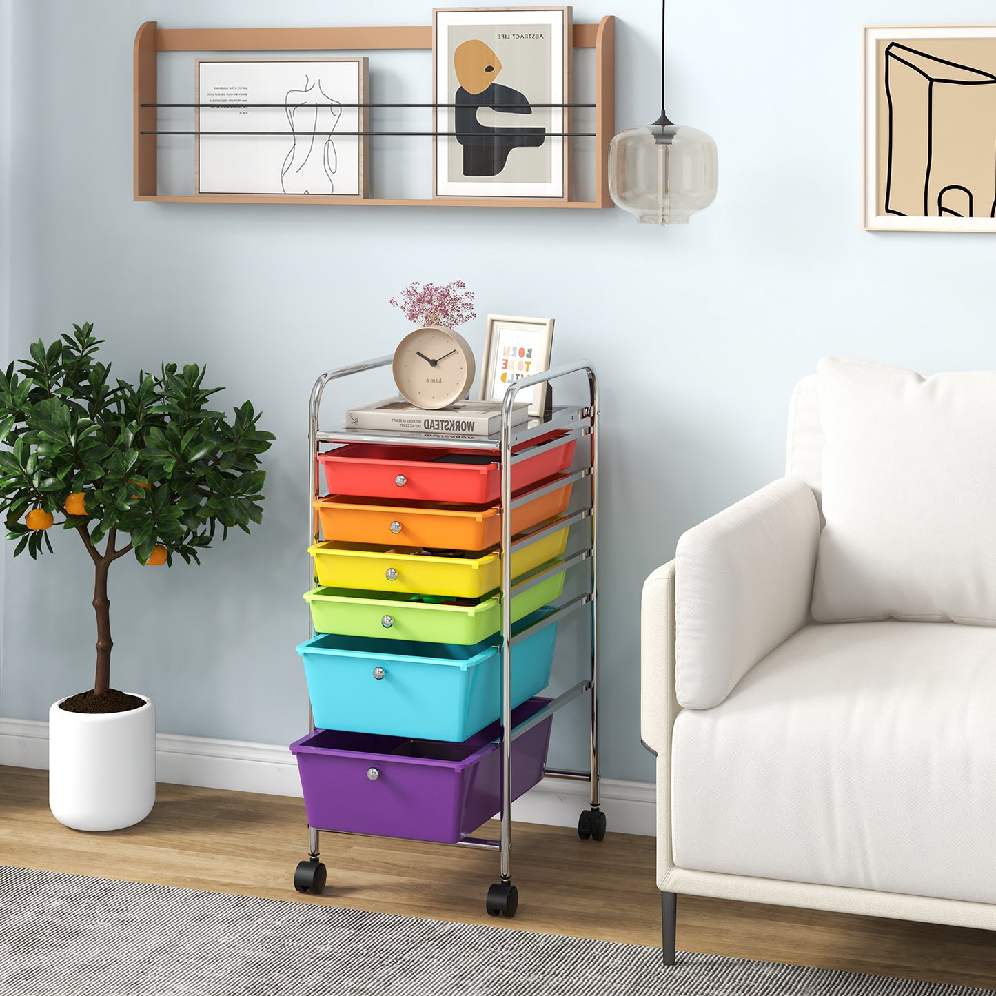 6 Drawers Rolling Storage Cart Organizer, Multicolor File Cabinets at Gallery Canada