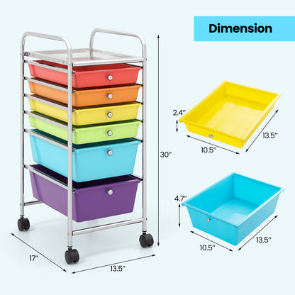 6 Drawers Rolling Storage Cart Organizer, Multicolor File Cabinets at Gallery Canada