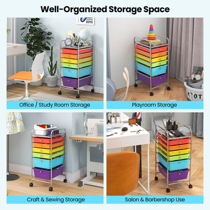 6 Drawers Rolling Storage Cart Organizer, Multicolor File Cabinets at Gallery Canada