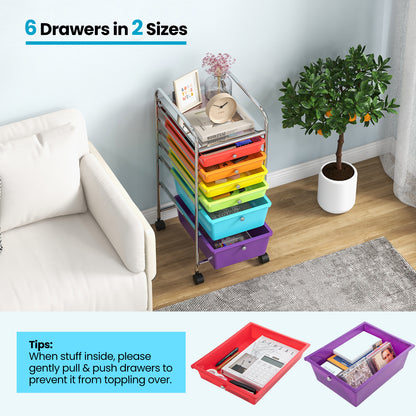6 Drawers Rolling Storage Cart Organizer, Multicolor File Cabinets at Gallery Canada
